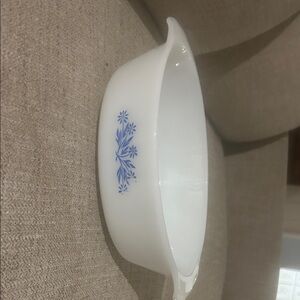 Anchor Hocking Vintage White Bowl with Blue Floral Design